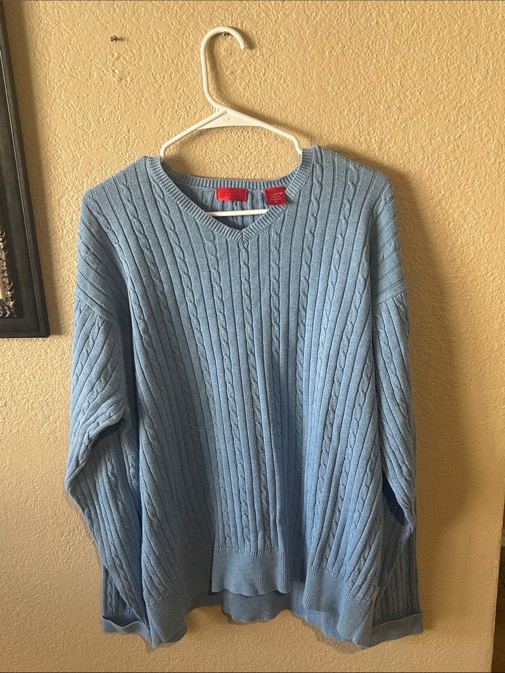 IZOD Blue Cable Knit Cotton Sweater XL Preppy Coastal Grandpa